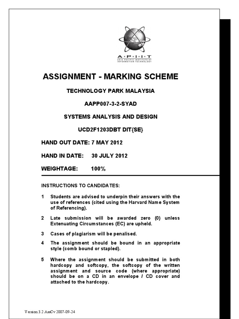 Assignment Marking Scheme Overview | PDF