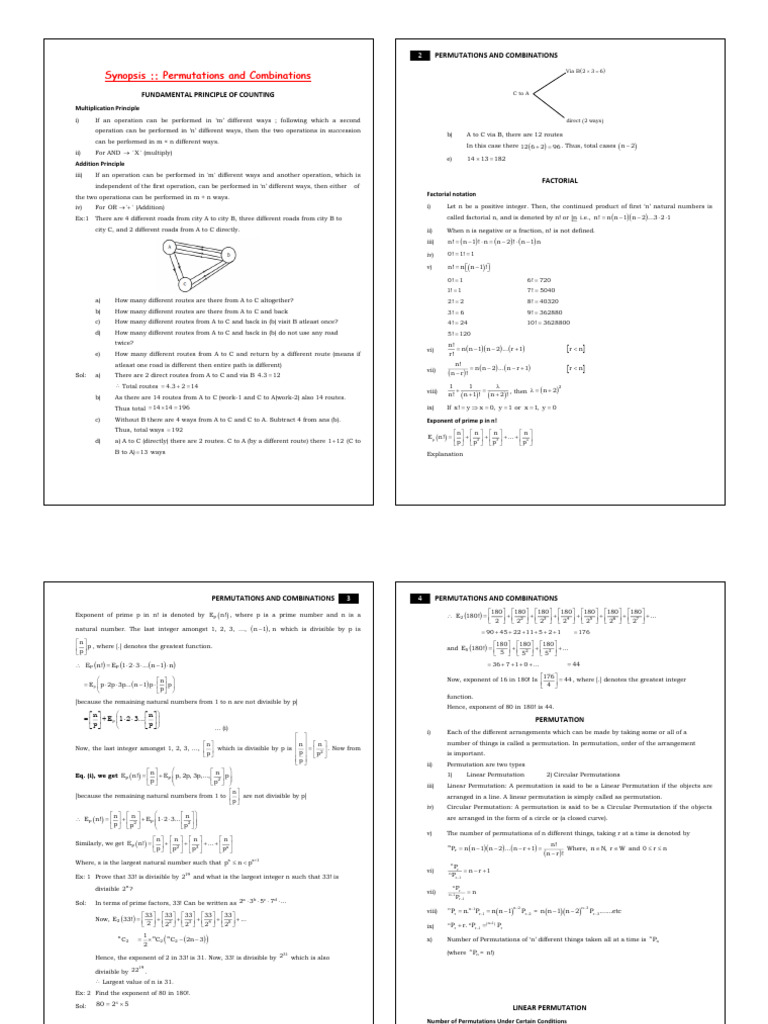Synopsis P and C | PDF | Permutation | Function (Mathematics)