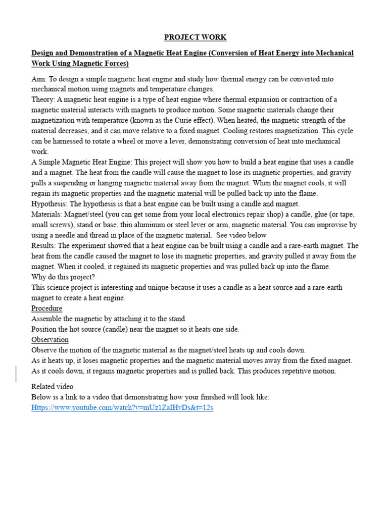 Science Project | PDF | Heat | Magnetism