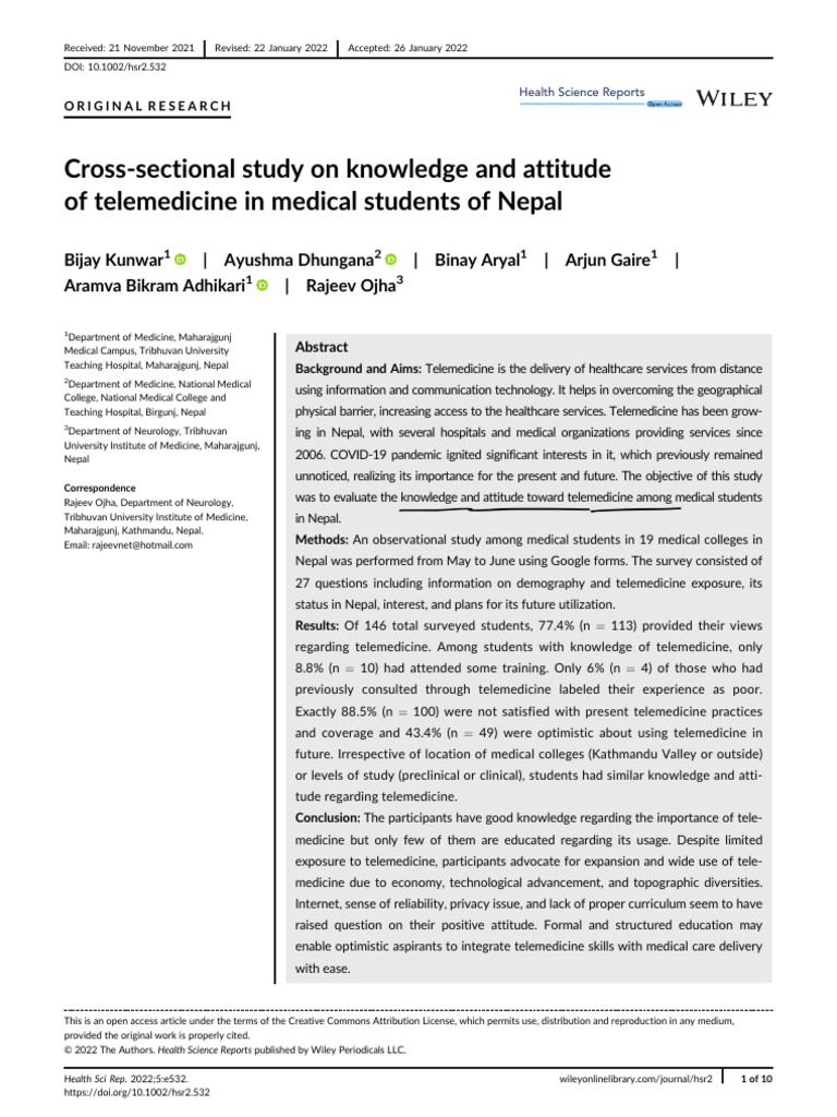 Kunwar Et Al. - 2022 - Cross Sectional Study On Knowledge and Attitude ...