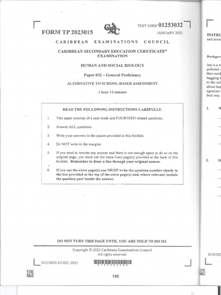 HSB Paper 3 Answersheets | PDF