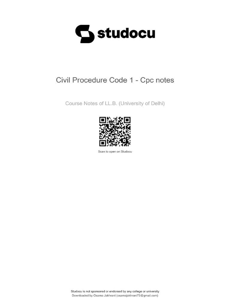 Civil Procedure Code 1 CPC Notes | PDF