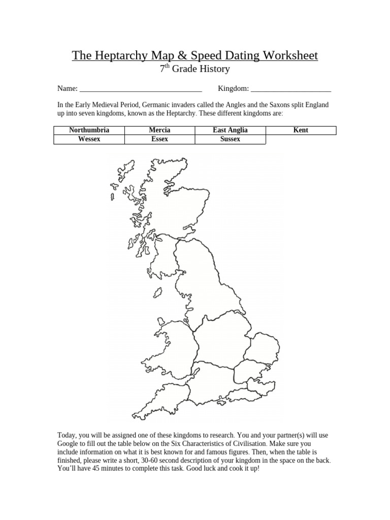 7th Grade - History - U2 - 11 - The Heptarchy Speed Dating Map ...