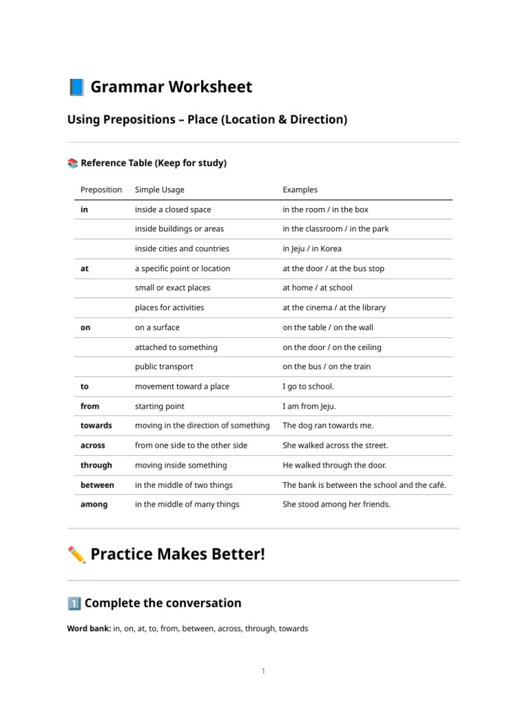 Grammar - Prepositions Worksheet | PDF | Chess Theory | Chess