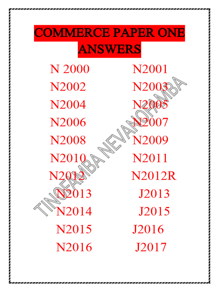 Commerce Paper 1 Answers - 121100 | PDF | Chess Theory | Chess Openings