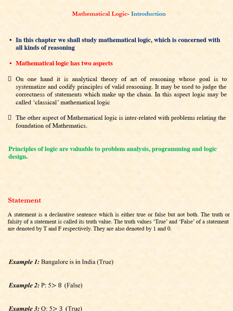 Mathematical Logics | PDF | Proposition | If And Only If