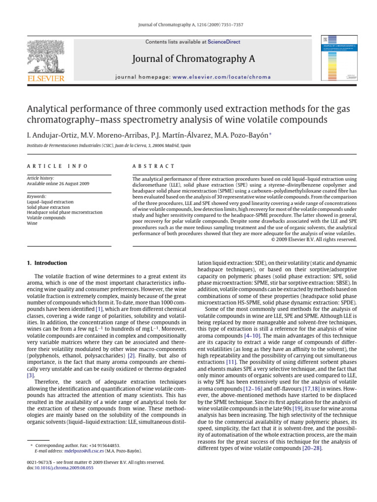 Analytical Performance of 3 Commonly Used Extraction Methods For The GC ...