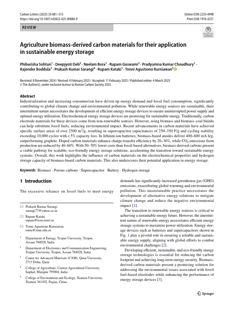 Agriculture Biomass Derived Carbon Materials For Their Application in ...