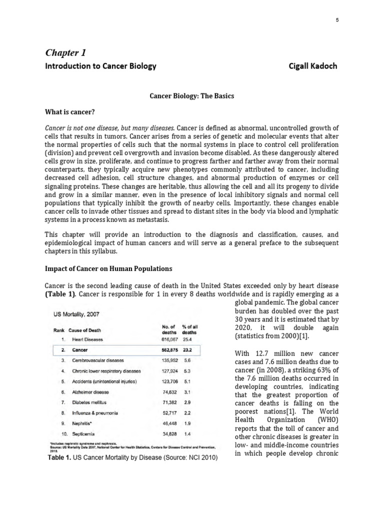 Cancer Biology - Chapter 1 | PDF | Oncologie | Cancer