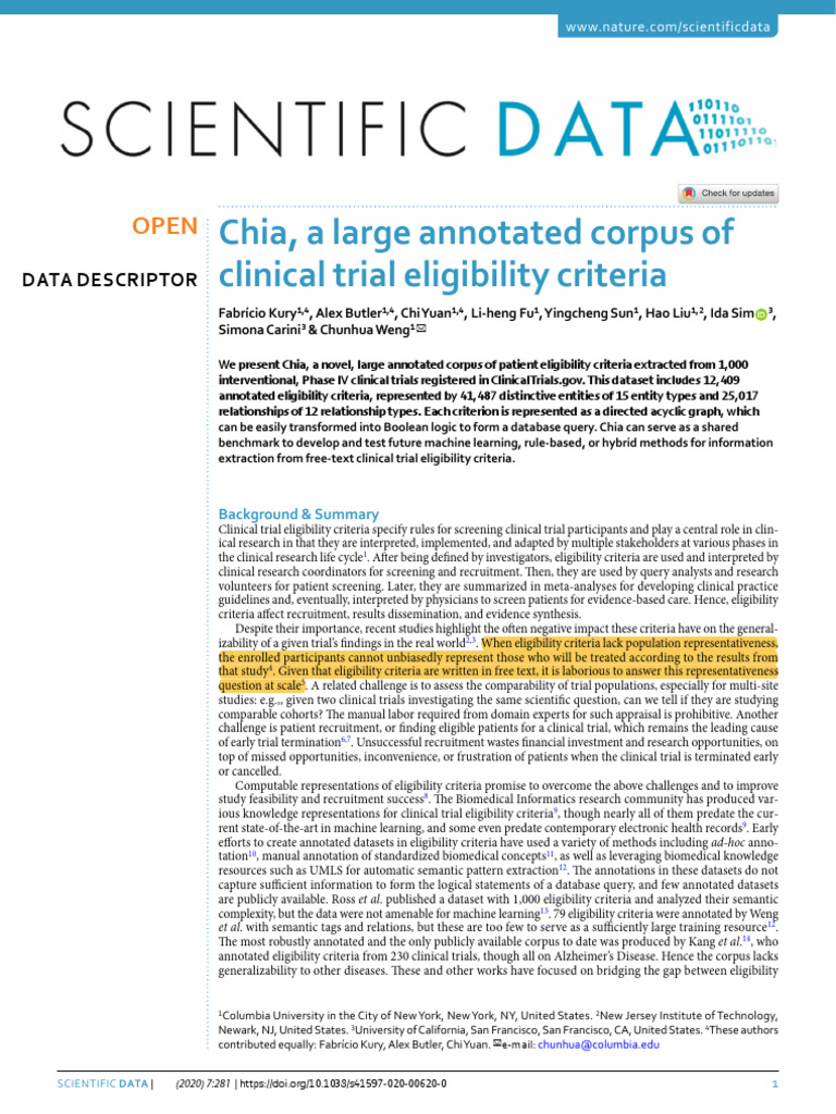 Kury Et Al. - 2020 - Chia, A Large Annotated Corpus of Clinical Trial e ...
