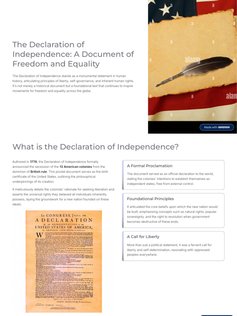 The Declaration of Independence A Document of Freedom and Equality ...