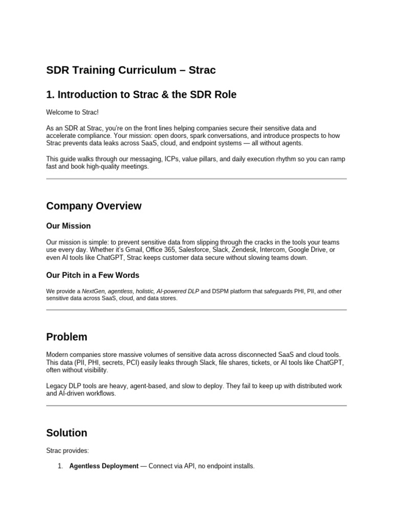 Strac SDR Training Curriculum | PDF | Cloud Computing | Software As A ...