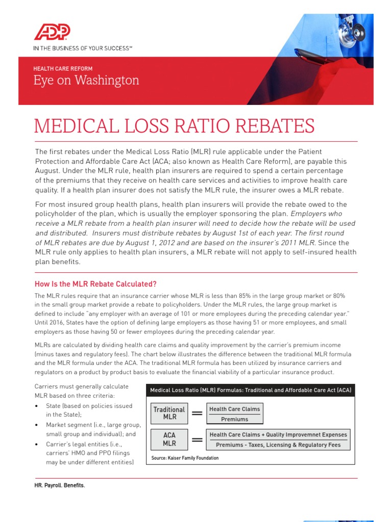 Medical Loss Ratio Rebates Eye On Washington Patient Protection And 