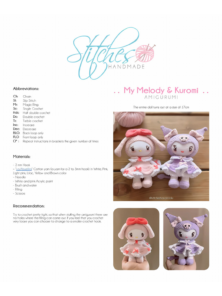 My Melody Kuromi Amigurumi Crochet Pattern | PDF