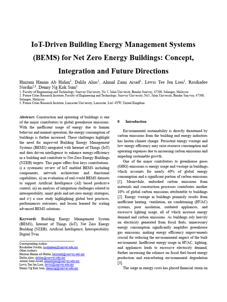 Iot-Driven Building Energy Management Systems (Bems) For Net Zero ...
