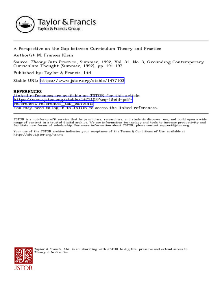 Perspective On The Gap Between Curriculum Theory and Practice | PDF ...