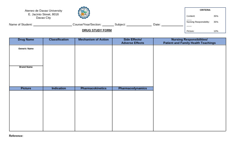 Drug Study Form 20 | PDF