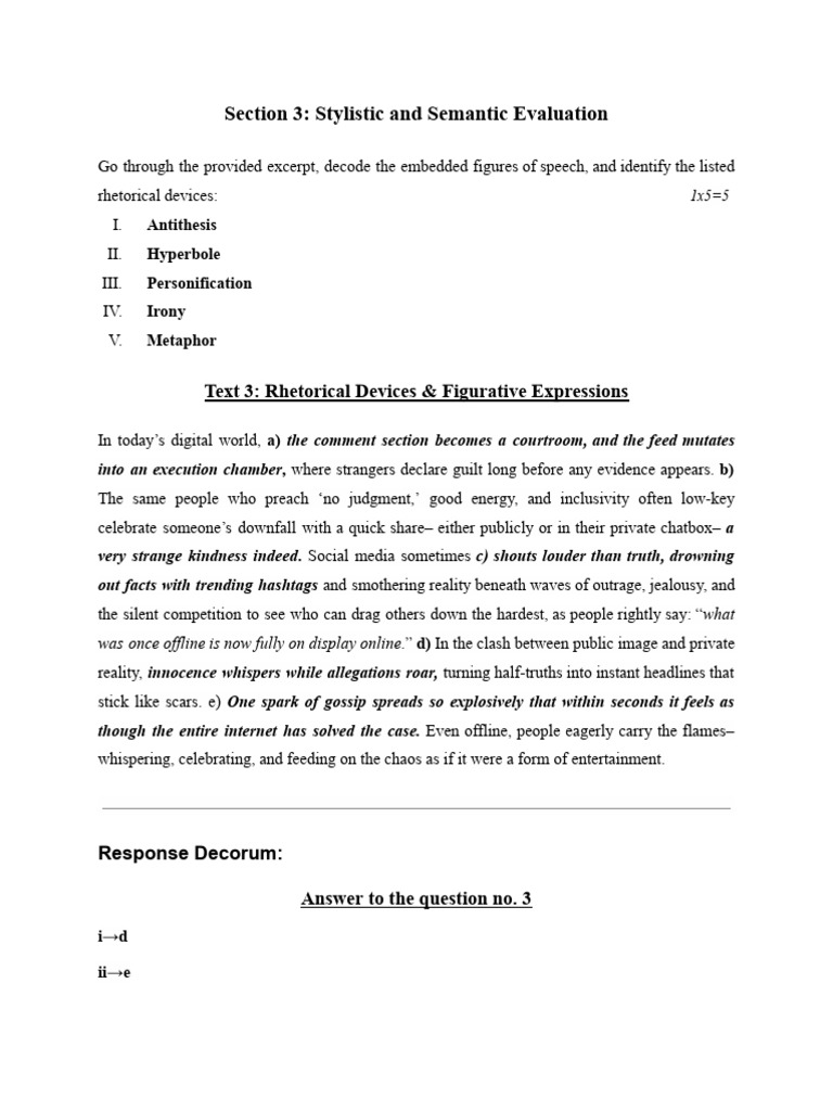 Section 3 &4 - Answer Sheet (Sample Responses) | PDF | Adolescence ...