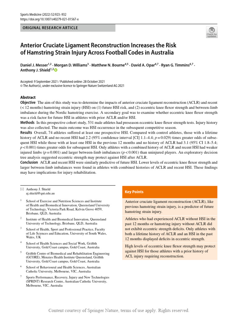 Anterior Cruciate Ligament Reconstruction Increase | PDF | Knee | Joints