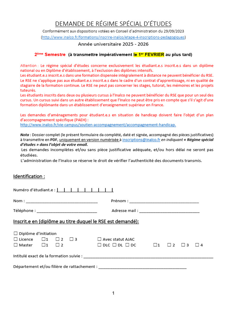 Formulaire Demande de RSE Final S2 | PDF | Invalidité