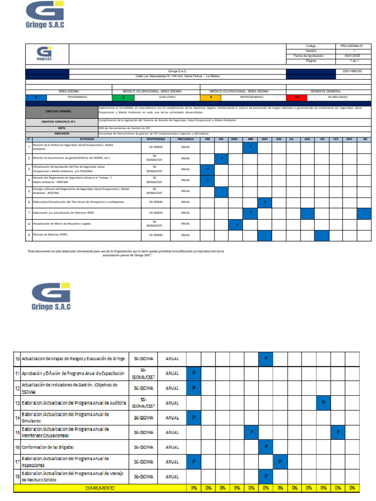8.1 Programa Anual de Seguridad y Salud en El Trabajo | PDF | Seguridad ...