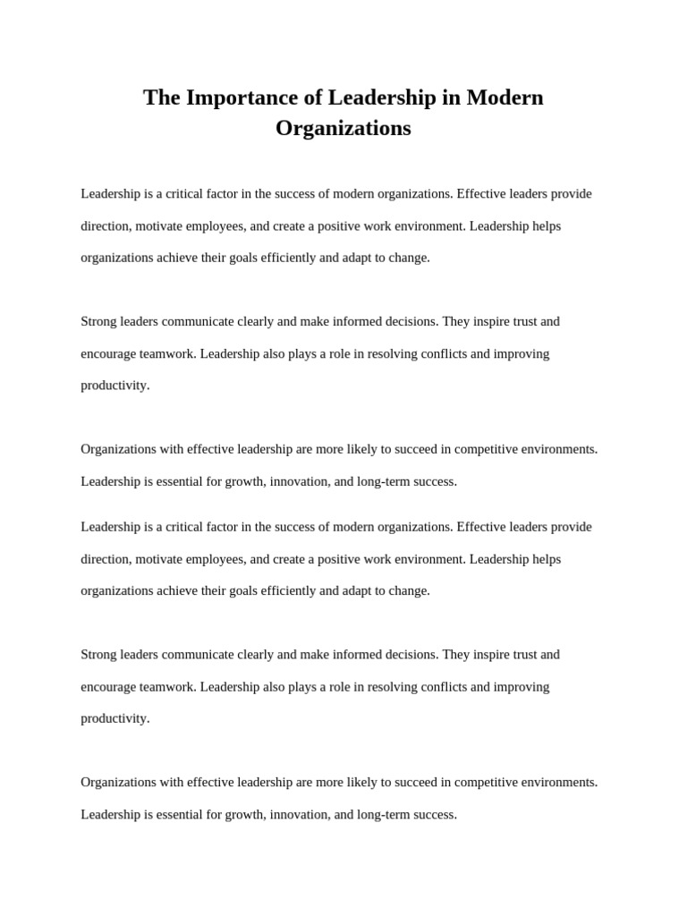 Importance of Leadership | PDF | Leadership | Innovation