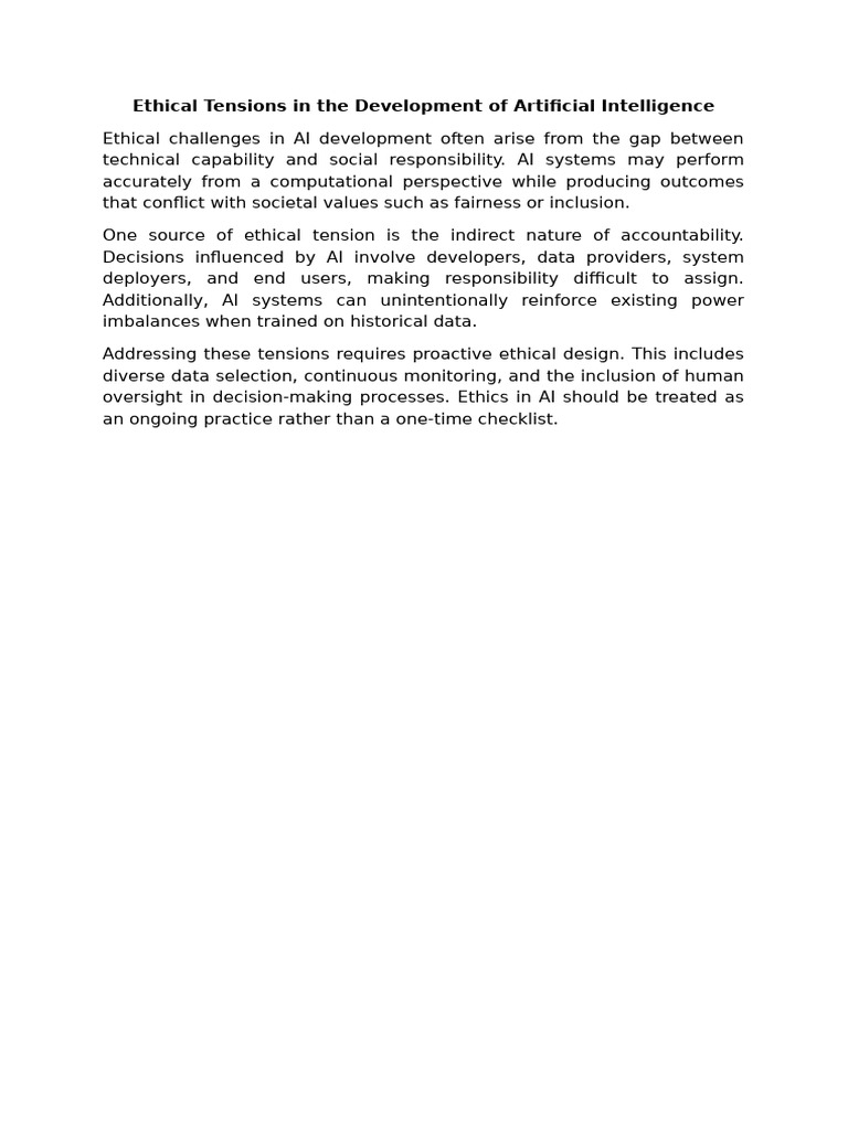 Ethical Tensions in The Development of Artificial Intelligence | PDF