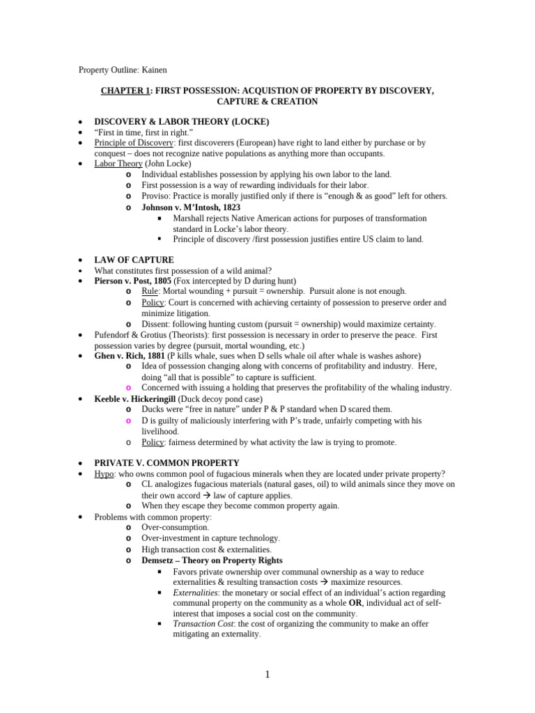 Property Outline 2 | PDF | Fee Simple | Private Law
