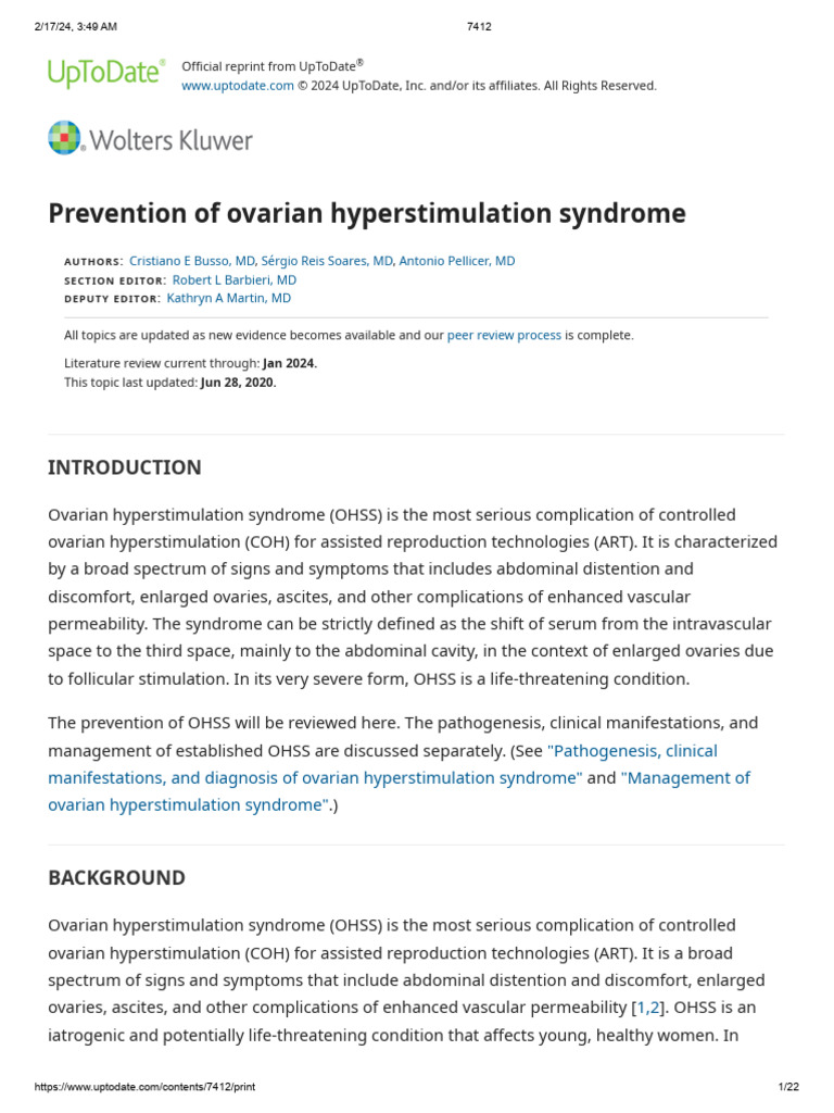 Prevention OHSS | PDF | In Vitro Fertilisation | Endocrine System