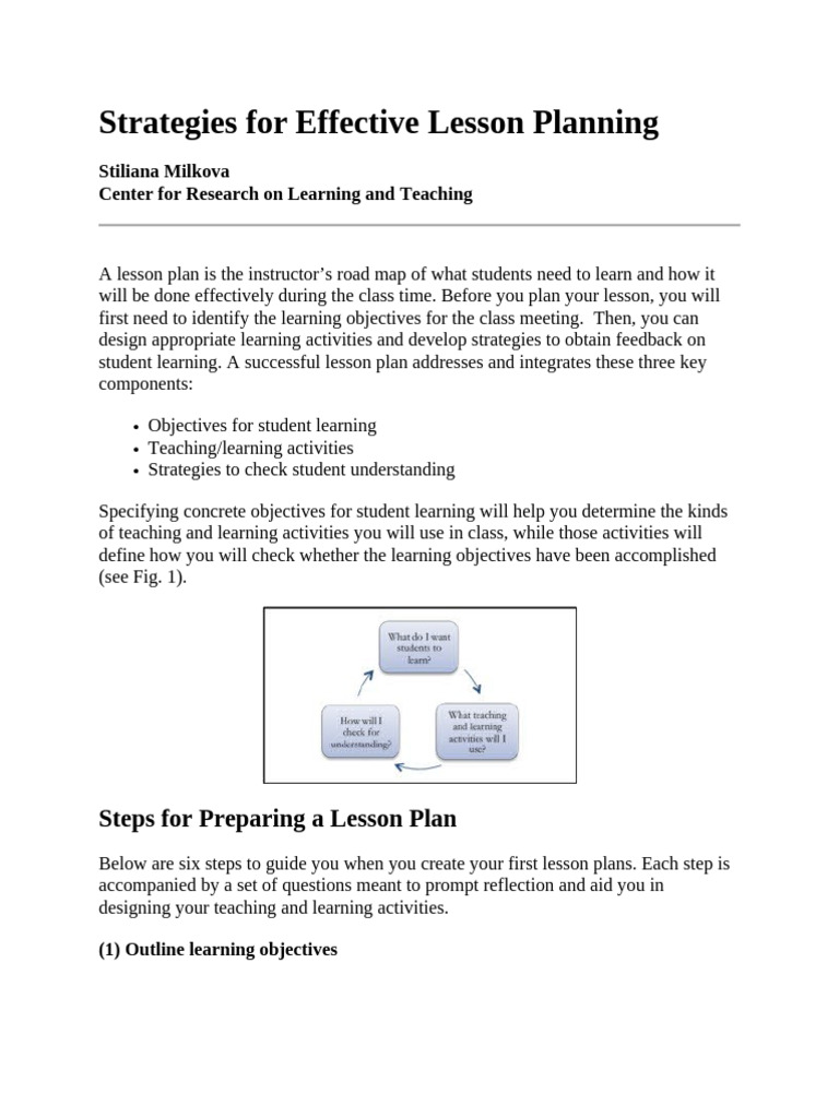 Strategies For Effective Lesson Planning | PDF | Curriculum | Knowledge