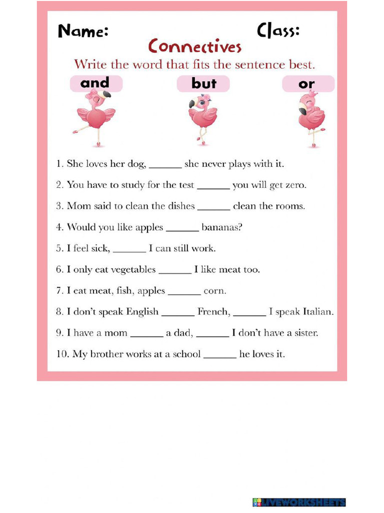 Connectives Worksheet | PDF