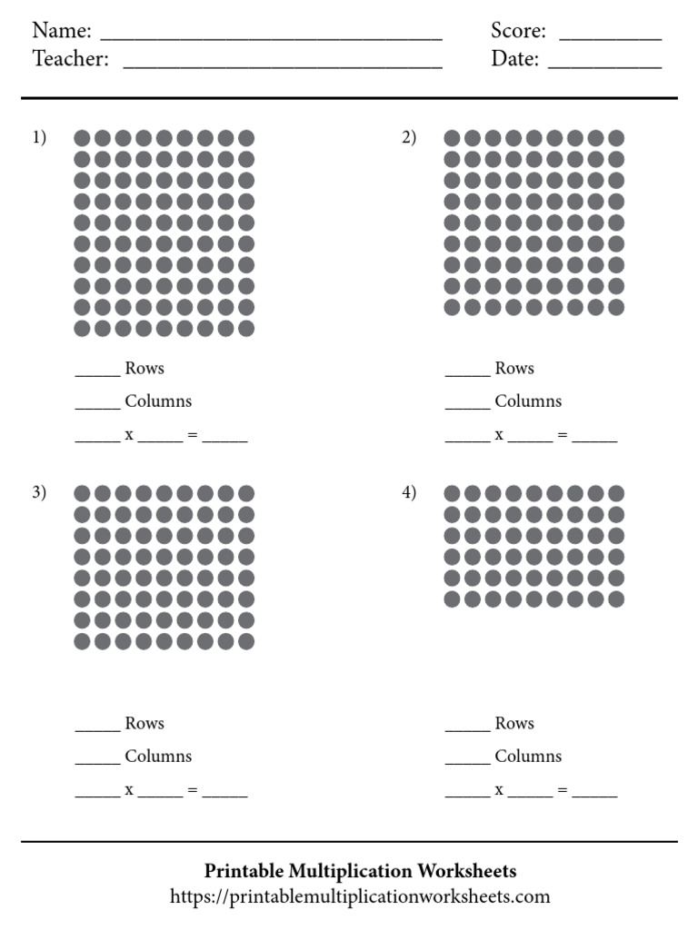 Printable Multiplication Worksheets With Arrays | PDF
