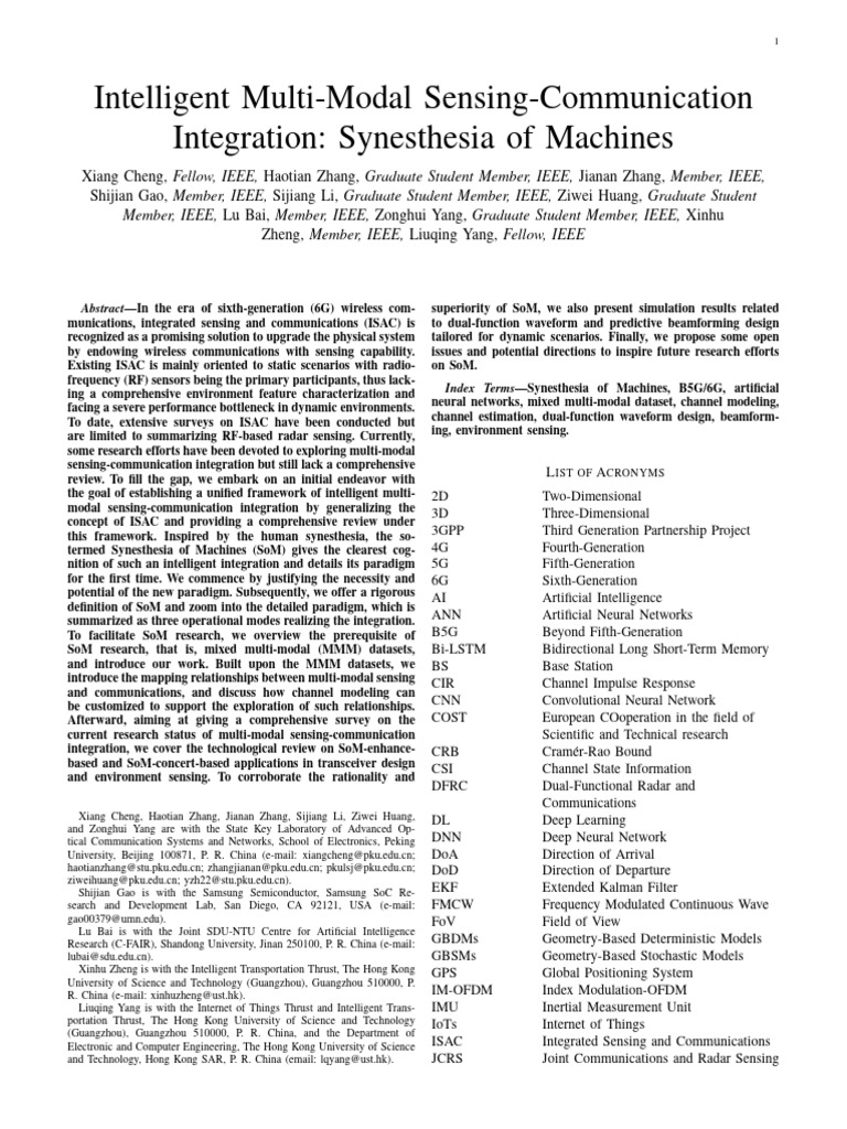2023 Cheng Intel Multi Modal ISAC Synesthesia Machines | PDF | Mimo | Radar