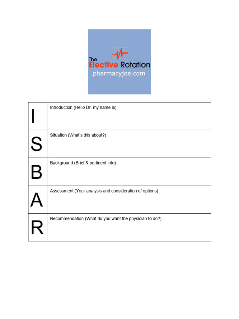 Isbar Communication Tool | PDF