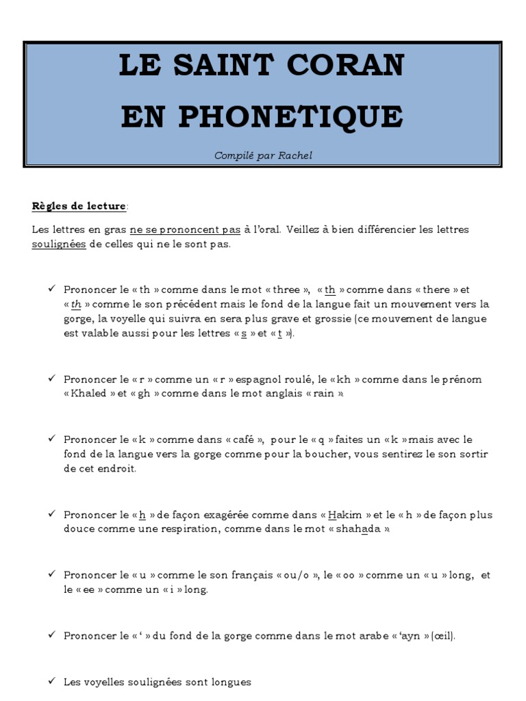 Qur An En Phonetique