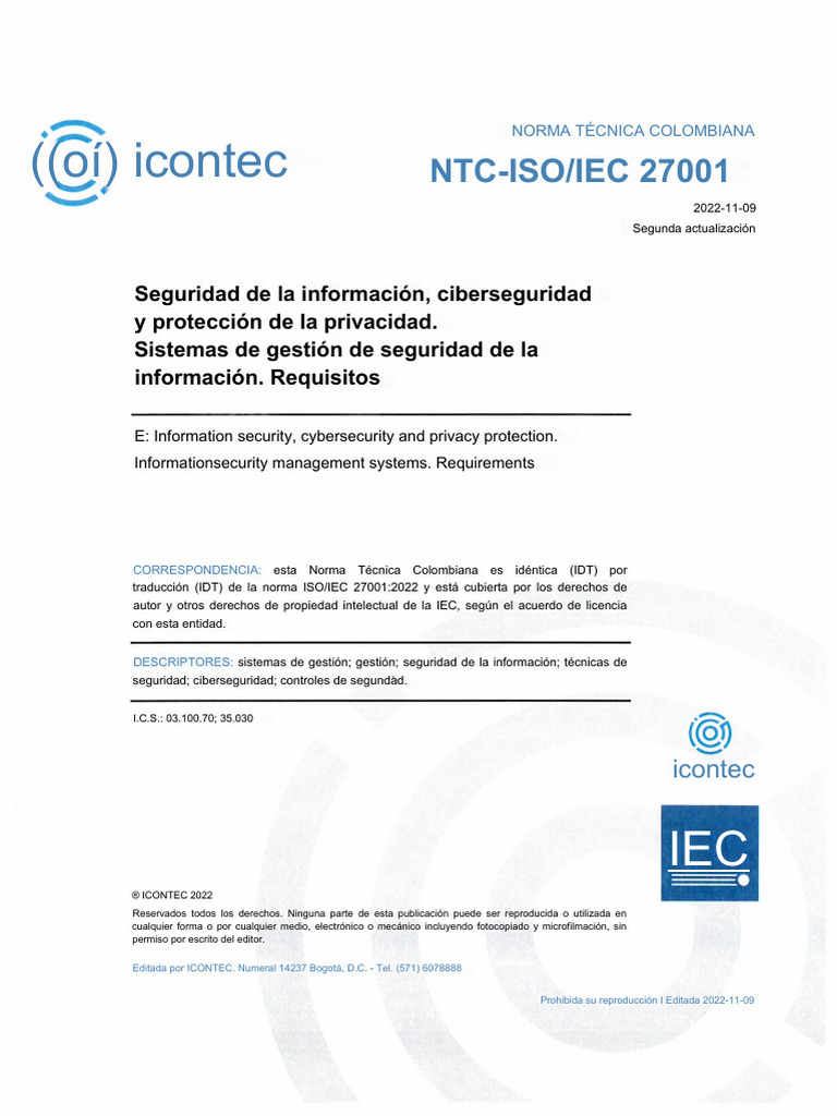 ISO 27001 2022 Texto | PDF | Seguridad de información | Valores
