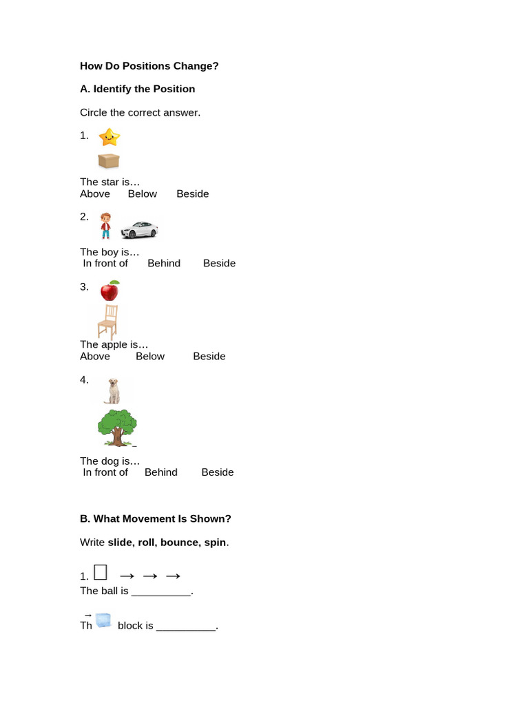 How Do Positions Change.grade2 | PDF