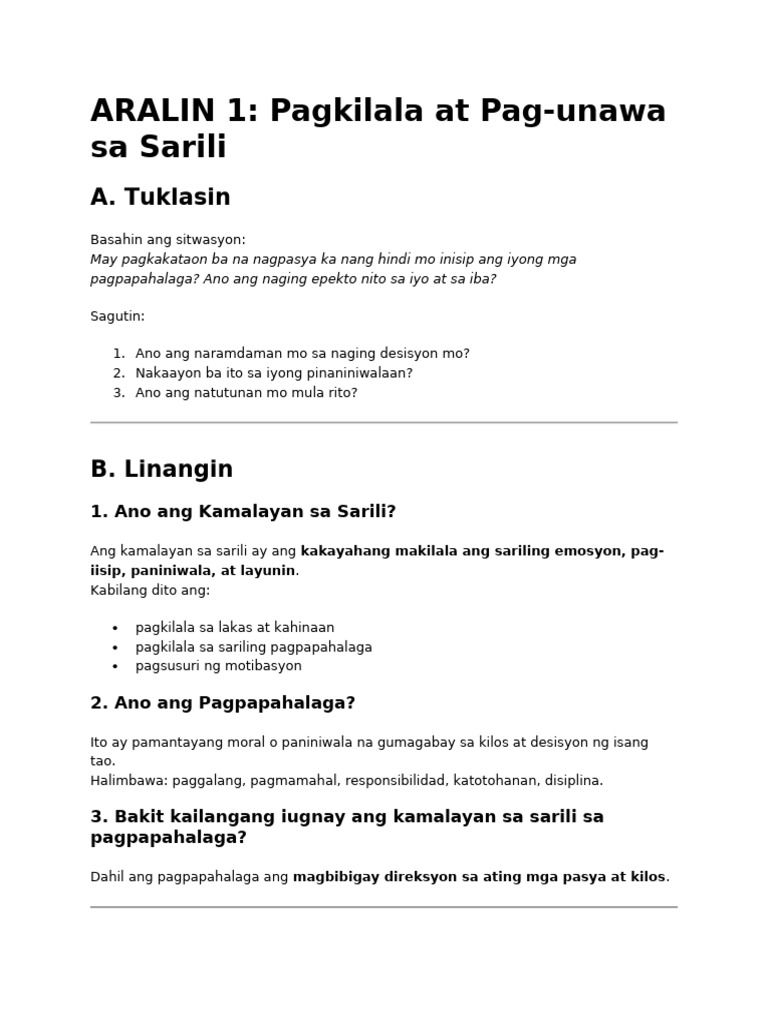 ARALIN 1 | PDF