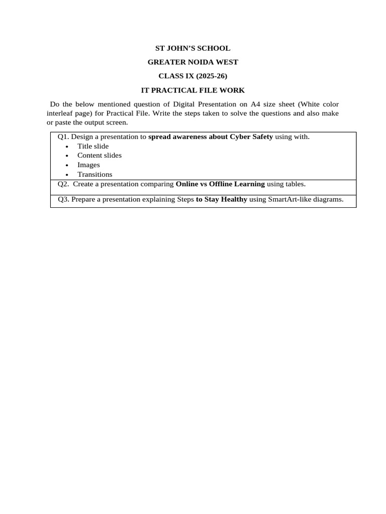It Class IX Practicalfile (Term-2) | PDF
