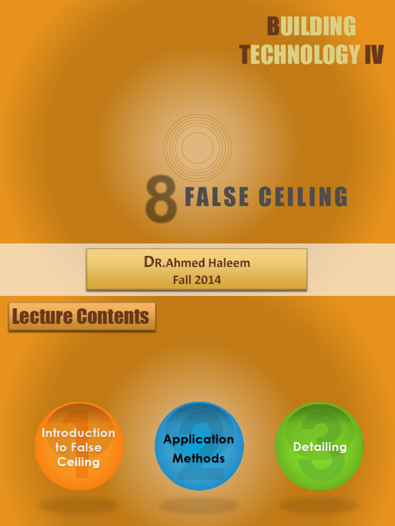 08-Lecture - False Ceiling | PDF | Ceiling | Building Materials
