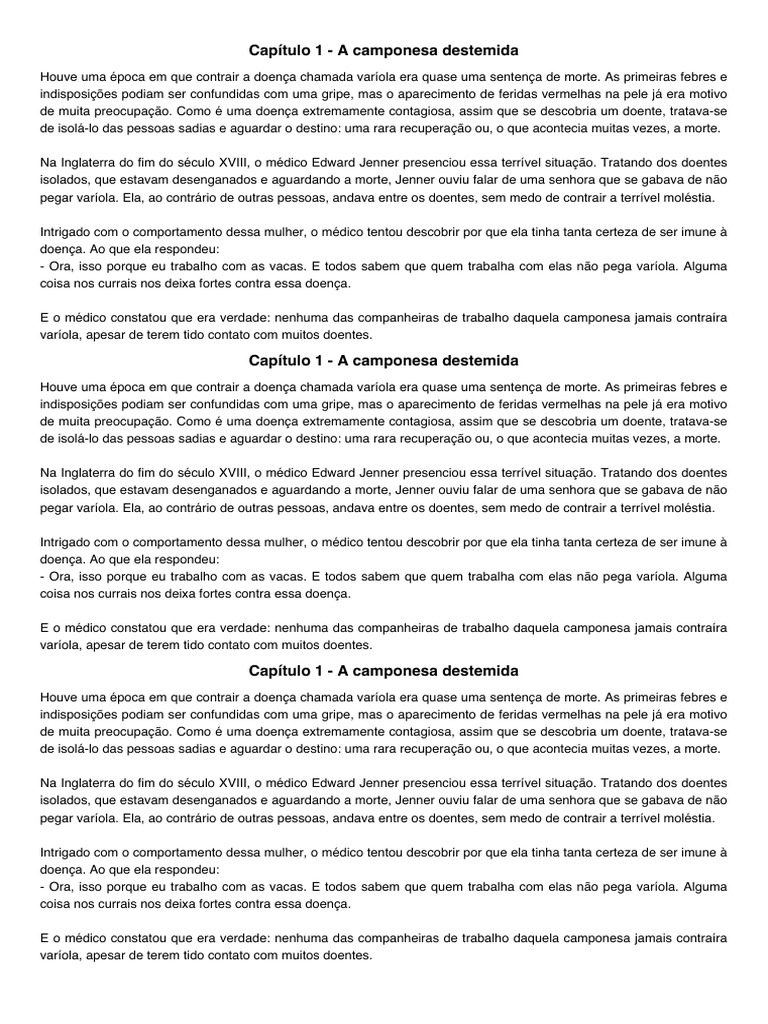 Capitulos Historias Vacinacao Cap4 Ajustado PDF | PDF | Varíola | Cólera