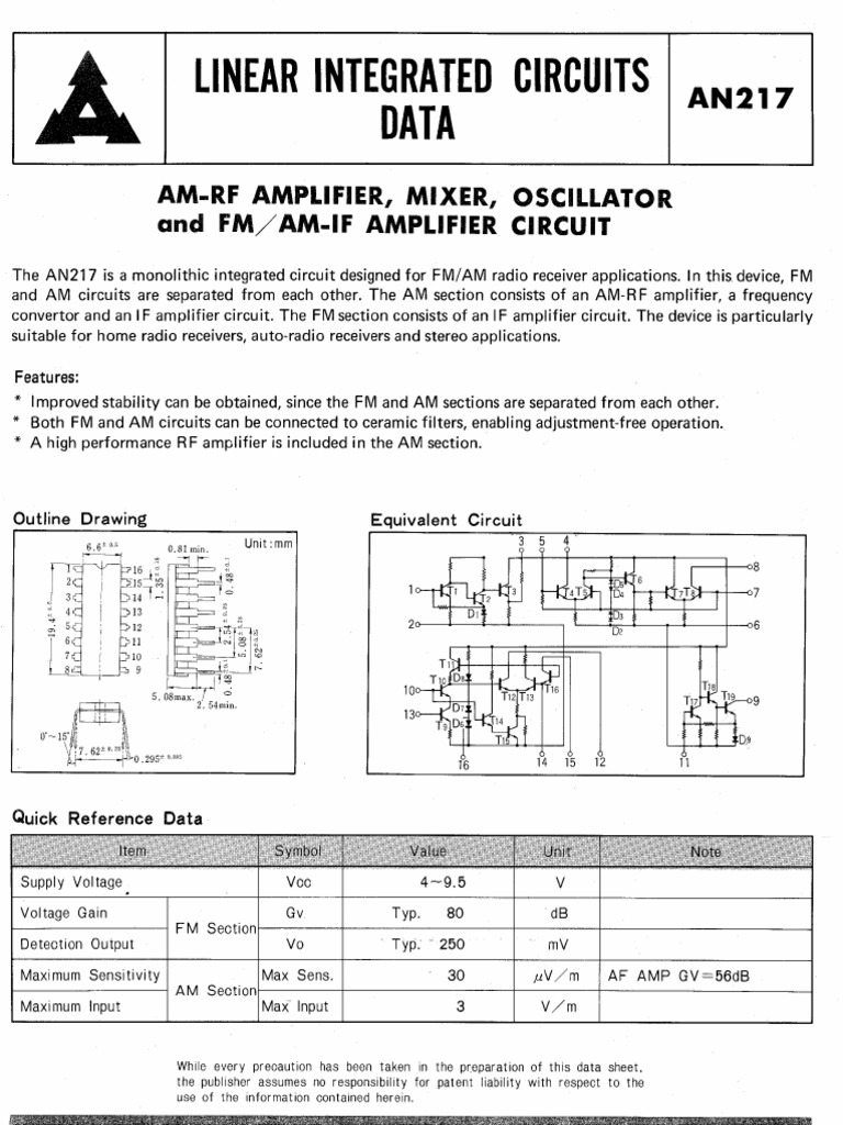 Panasonic AN217 Datasheet | PDF