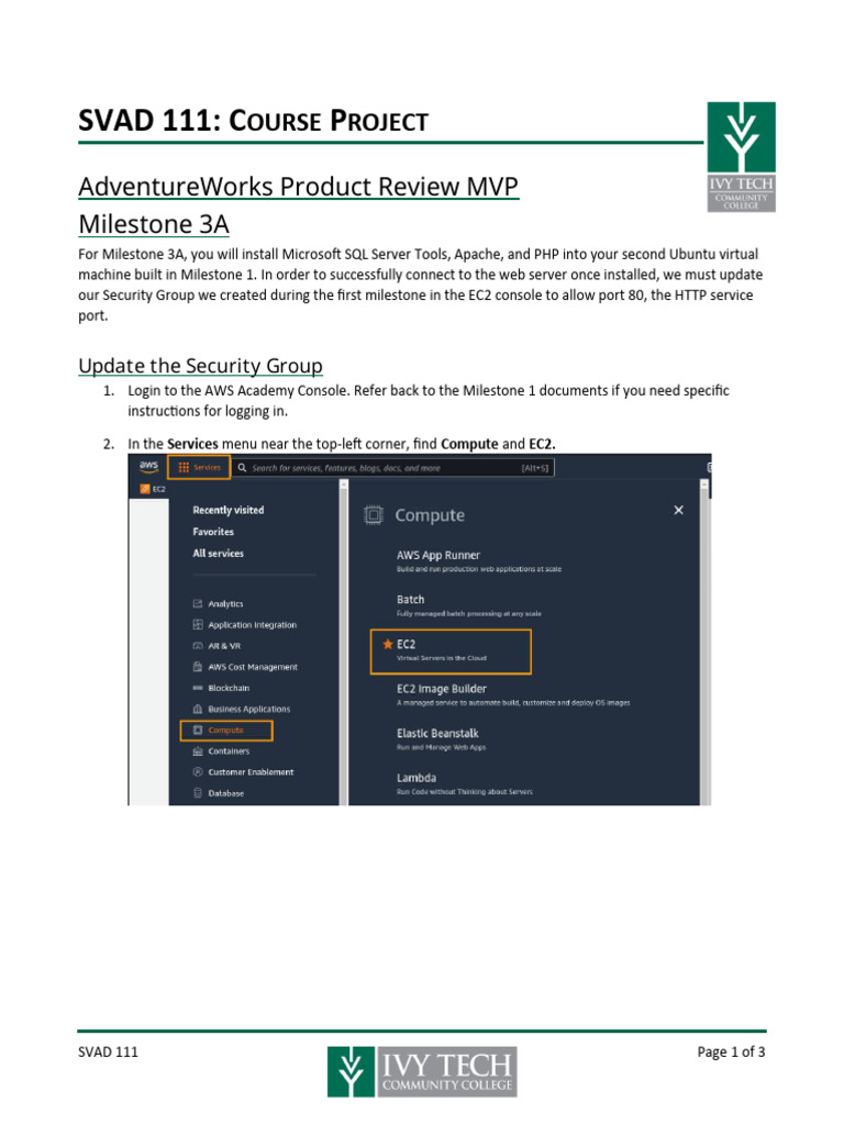 AdventureWorks Project - Web Server Setup - Milestone 3A | PDF