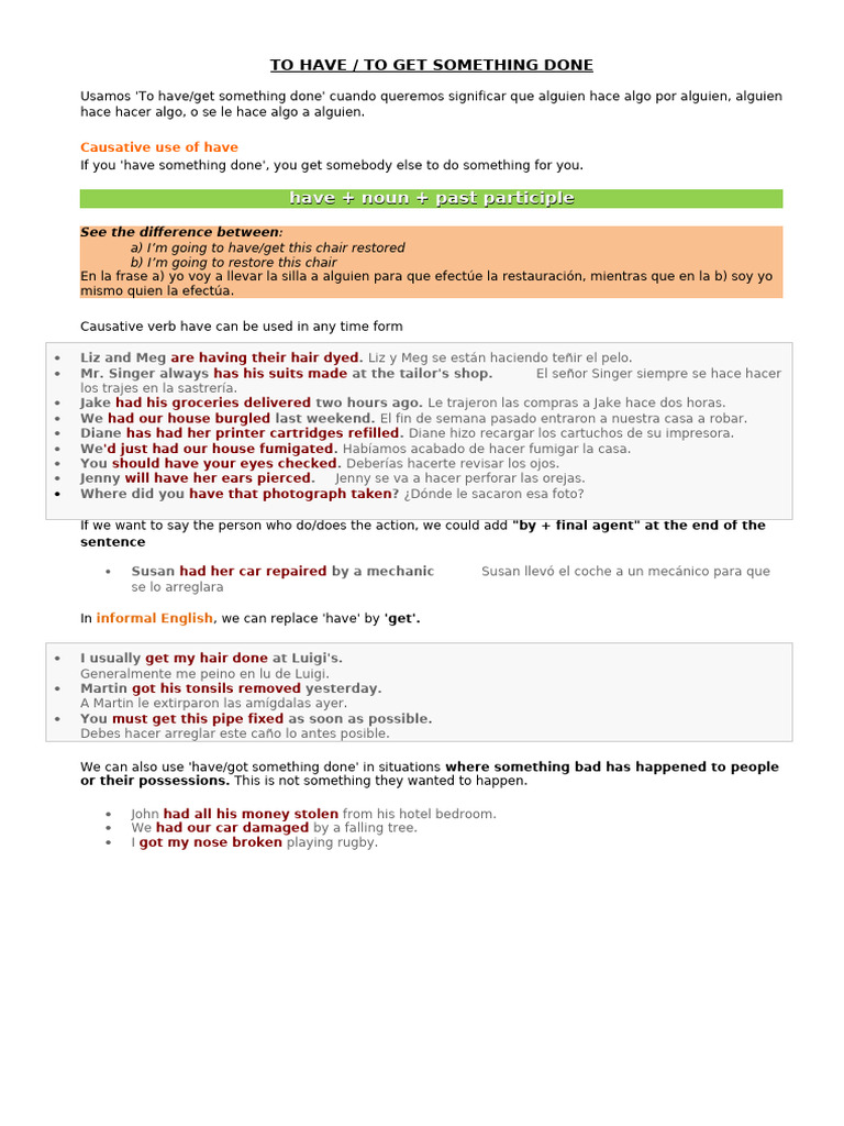 To Have Get Something Done Fun Activities Games Grammar Guides 42091 ...