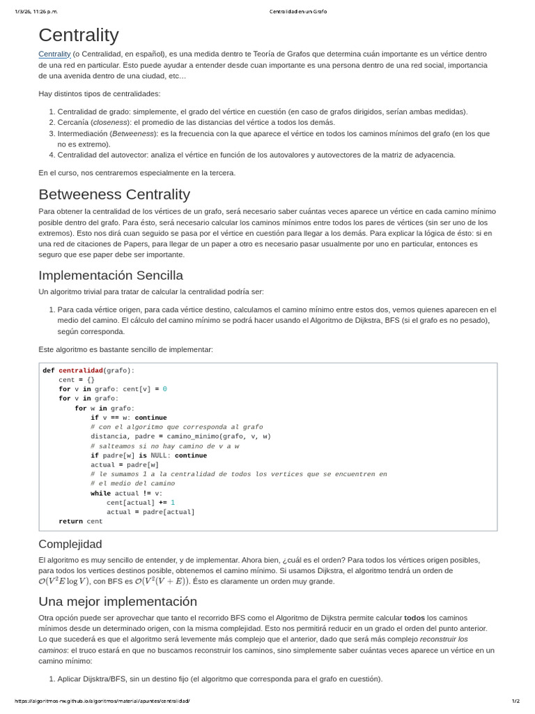 Centralidad en Un Grafo | PDF | Informática teórica | Teoría de grafos