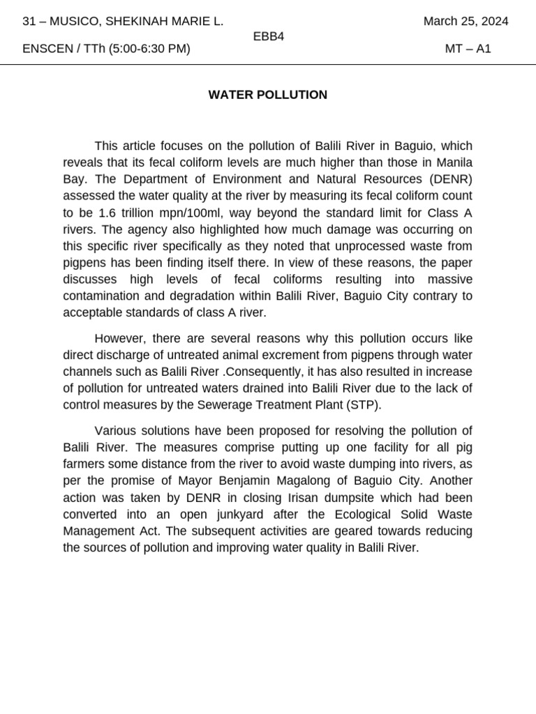 Water Pollution | PDF