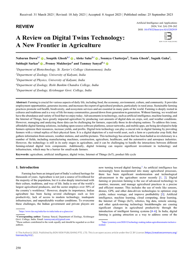A Review On Digital Twins Technology-A New Frontier in Agriculture ...