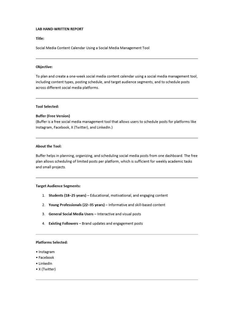 Social Media Content Calendar | PDF