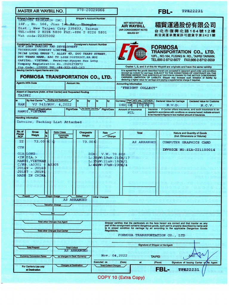 Hawb Fbl-Tpe22231 Final | PDF