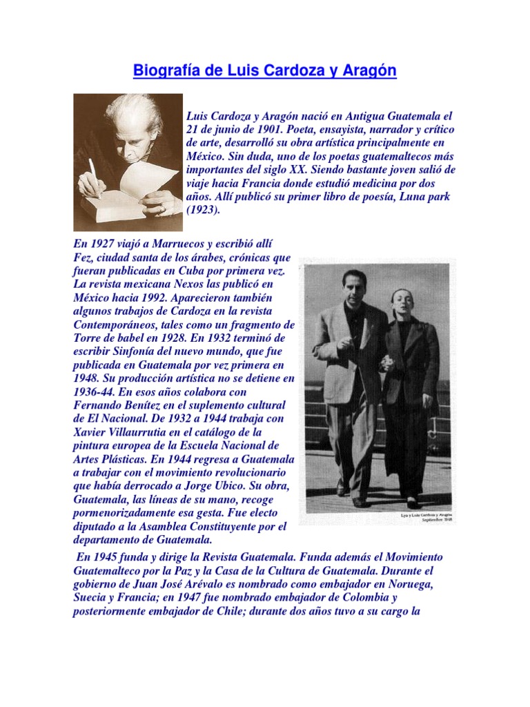 Biografía de Luis Cardoza y Aragón | PDF